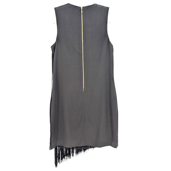 Rachel Roy Black Fringe Asymmetrical Dress Flapper Art Deco Gatsby Glam Small - Picture 5 of 12